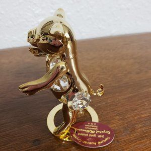 24K GOLD PLATED PIG ORNAMENT AUSTRIAN CRYSTALS  NEW